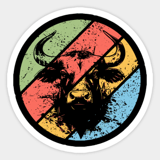 Distressed Retro Bull Pop Art – Vintage Grunge Animal Silhouette Tee Sticker